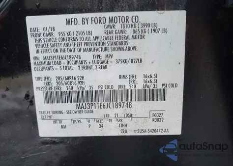 2018 Ford Ecosport Se from USA, damaged, VIN MAJ3P1TE6JC189748